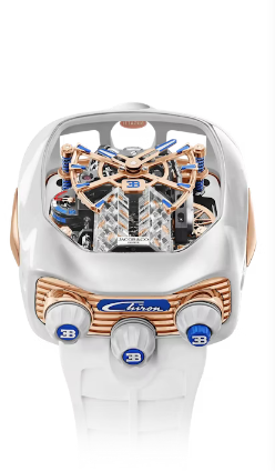 Review Jacob & Co bugatti chiron tourbillon ROSE GOLD & WHITE CERAMIC COATING BU220.27.AD.AA.A Replica watch